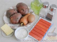 Картофельные котлеты с крабовыми палочками, морковью и сыром